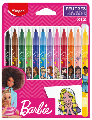 Felt Tips Pens Barbie x 12pcs MAPED 845418